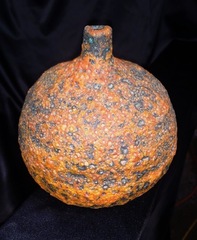Volcanic Glazed Polia Pillin spherical vase. Signed. 